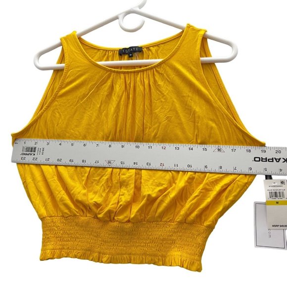 1. STATE Women Smocked Hem Crop Tank Top Sunflower Yellow Sz Medium NWT - 0019 - Picture 5 of 9